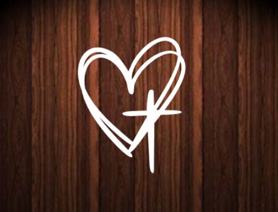 Heart cross car decal, christian decal