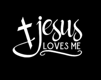 Christian car decal, religious car decal, jesus loves me, jesus decal, jesus sticker