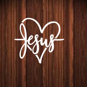 Jesus heart car decal