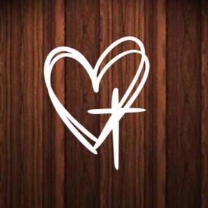 Heart cross car decal, christian decal