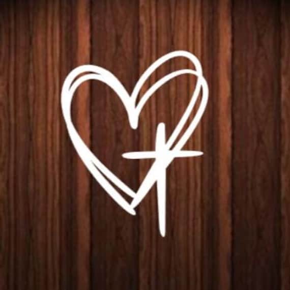 Heart cross car decal, christian decal