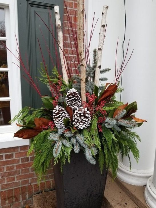 Faux Plant Urn Filler, Front Porch Planter Pot Filler, Urn Drop in  Centerpiece, Geraniums and Ferns Front Porch Floral Arrangement, 