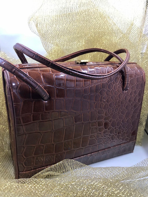 Bolso de imitación de cocodrilo 1950 / cuero vegano Etsy España