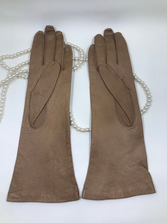 1950’s/60’s Mocha Leather Gloves w/ Silk Lining - image 3