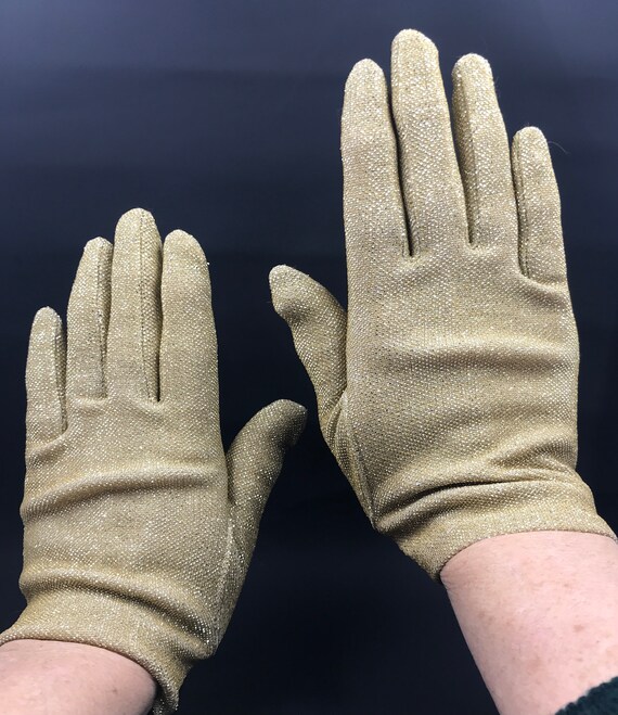 1960’s Gold Lurex Wrist Gloves - image 2