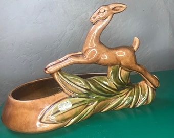 Vintage Royal Haeger Brown and Green Stag Planter