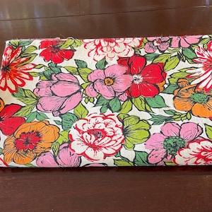 Vintage Red, Greens, Pink, Orange Floral Large Print on White Background Cotton Fabric