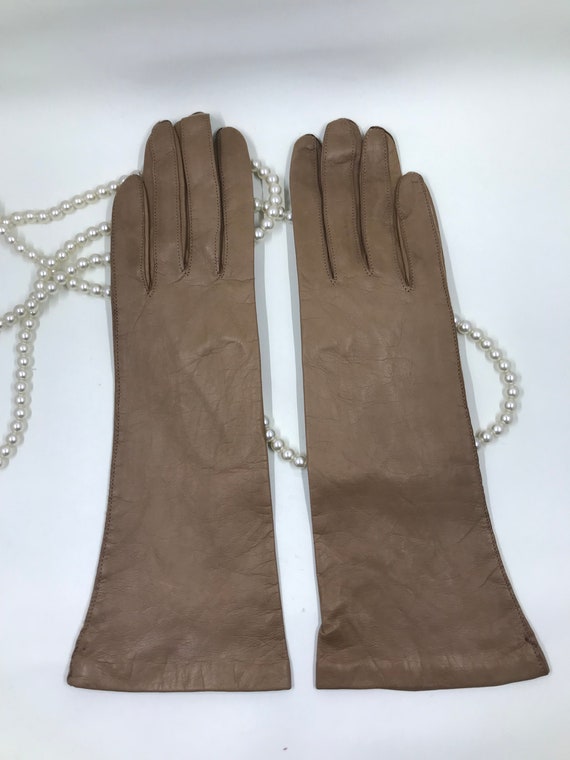 1950’s/60’s Mocha Leather Gloves w/ Silk Lining - image 2