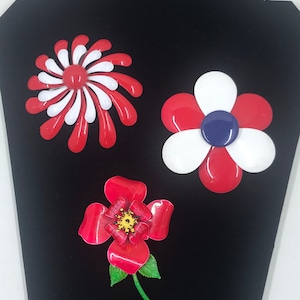 3 Pins: 1960’s/70’s Mod Enamel Flower Pins