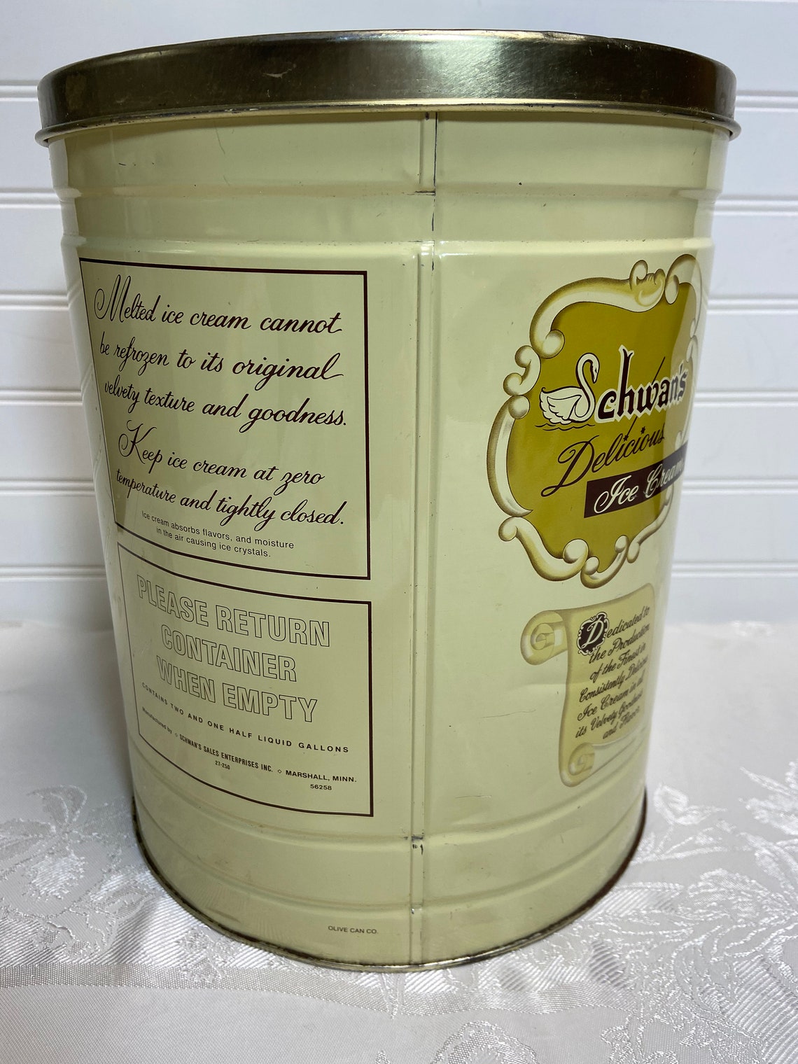 Schwan's Ice Cream Tin 21/2 Gallon Vintage 1970s Etsy