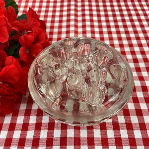 Vintage Clear Glass Flower Frog: Dome Shaped, 13-Hole, 4.5&quot;