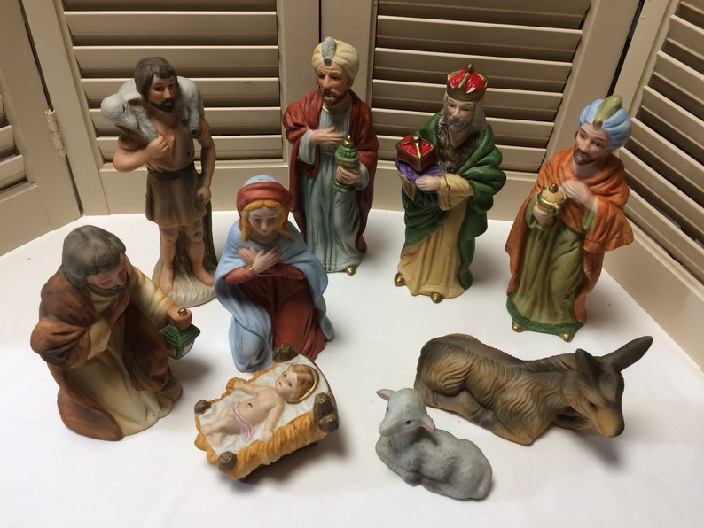 Homco Nativity Set Replacement Pieces 3 Kings Standing Shepherd Stamped 5216 Retired Home Interiors