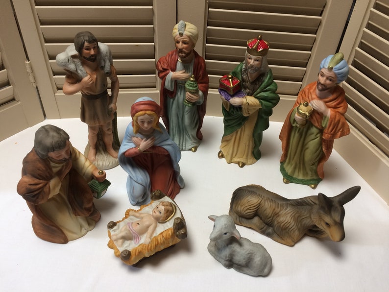 Homco Nativity Set Replacement Pieces 3 Kings Standing Shepherd Stamped 5216 Retired Home Interiors