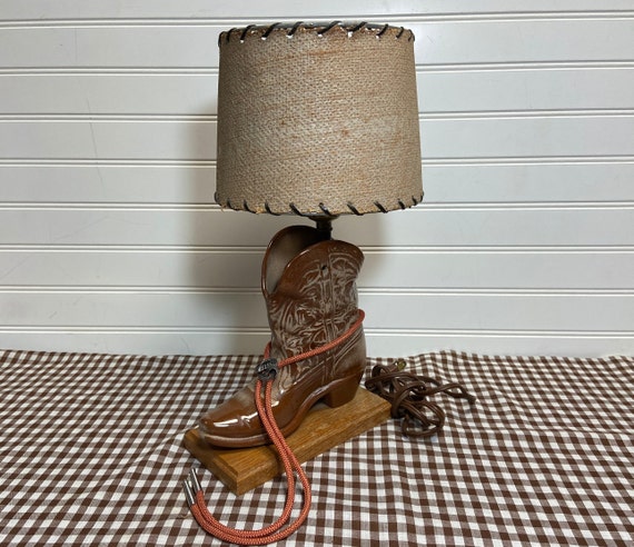 COWBOY BOOT LAMP, Child&#39;s Novelty Lamp, Western Lamp, Vintage 1950s