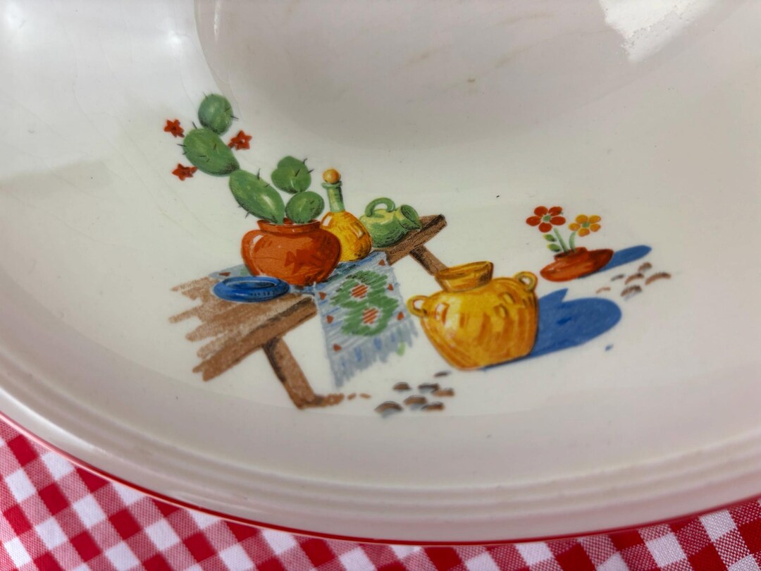 Oval SERVING BOWLS, Vintage Edwin Knowles: Southwestern 'bench' Pattern ...