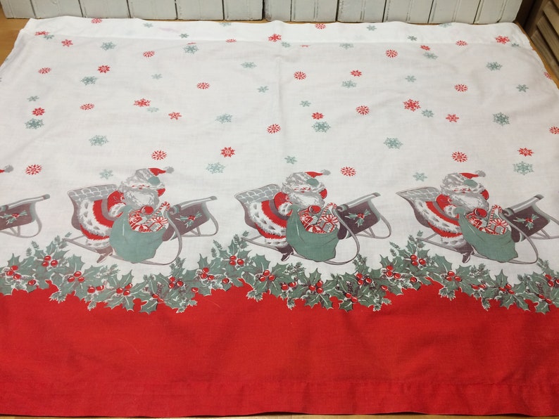 WOW 34 x 27 each panel Curtain Pair Santa /& Sleigh Vintage Panels Cotton