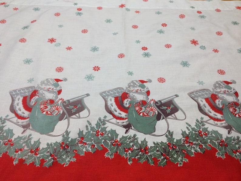 WOW 34 x 27 each panel Curtain Pair Santa /& Sleigh Vintage Panels Cotton