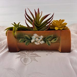 Roseville Gardenia Pattern Window Box Planter #658-8, Brown, Vintage 1950s
