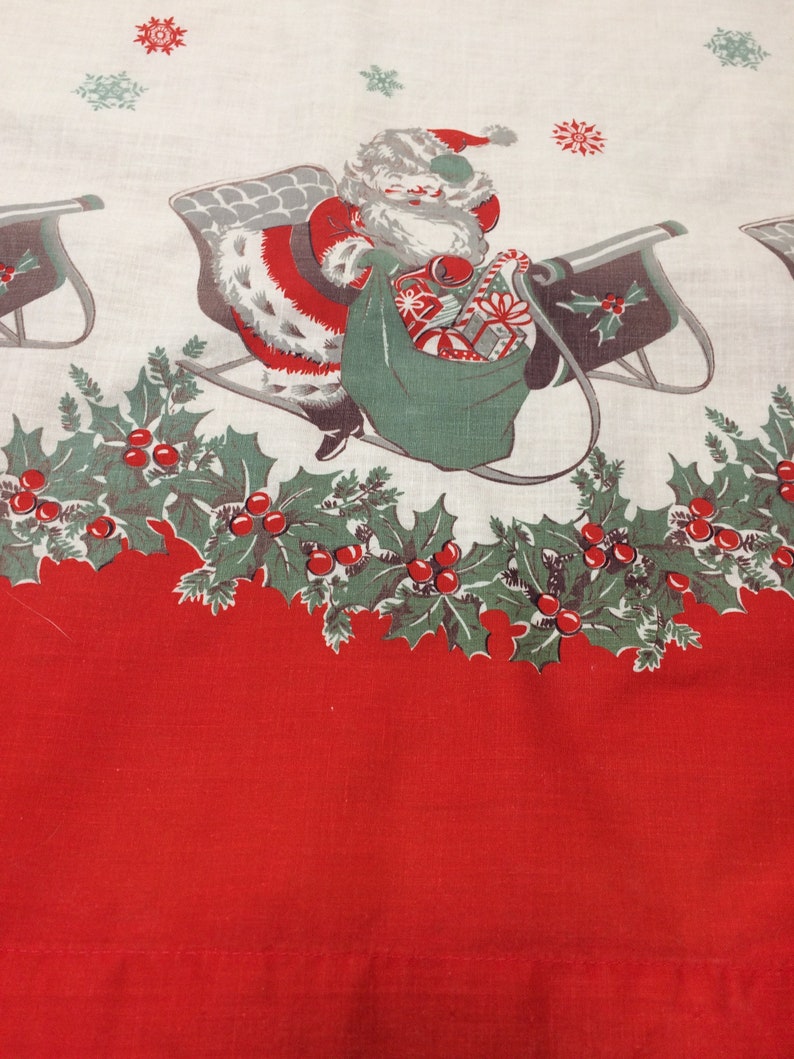 WOW 34 x 27 each panel Curtain Pair Santa /& Sleigh Vintage Panels Cotton