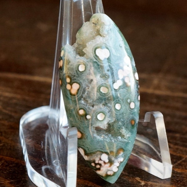 Designer Orby Ocean Jasper with Druzy Cabochon