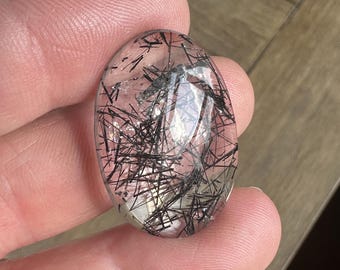 Quartz with Tourmaline Cabochon