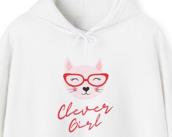 Plus Size Unisex Hoodie Clever Girl Kitty Kitten