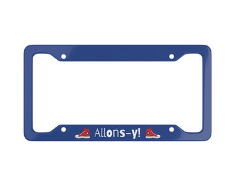 License Plate Frame Allons-y! Sneakers Blue and Red