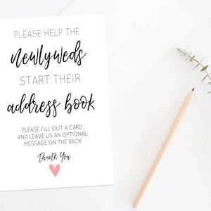 Help the Newlyweds Make an Address Book Printable, Address Your Envelope Printable, Printable Address Cards, Wedding Thank You card Address