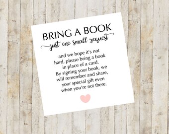 Baby Shower Printable Baby Shower Bring A Book Card Bring A Etsy