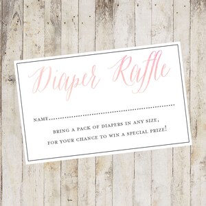 Baby Shower Printable, Baby Shower Diaper Raffle Card, Diaper Raffle Card, Baby Shower Insert Pink Baby Girl, Baby Shower Game