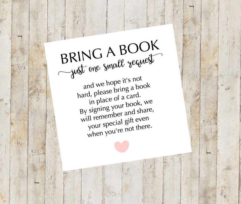 Baby Shower Printable Baby Shower Bring A Book Card Bring A Book 
