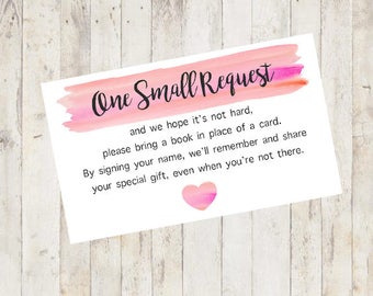 Baby Shower Printable, Baby Shower Bring a Book Card, Bring a Book Instead of a Card, Bring a Book Baby Shower Insert Pink