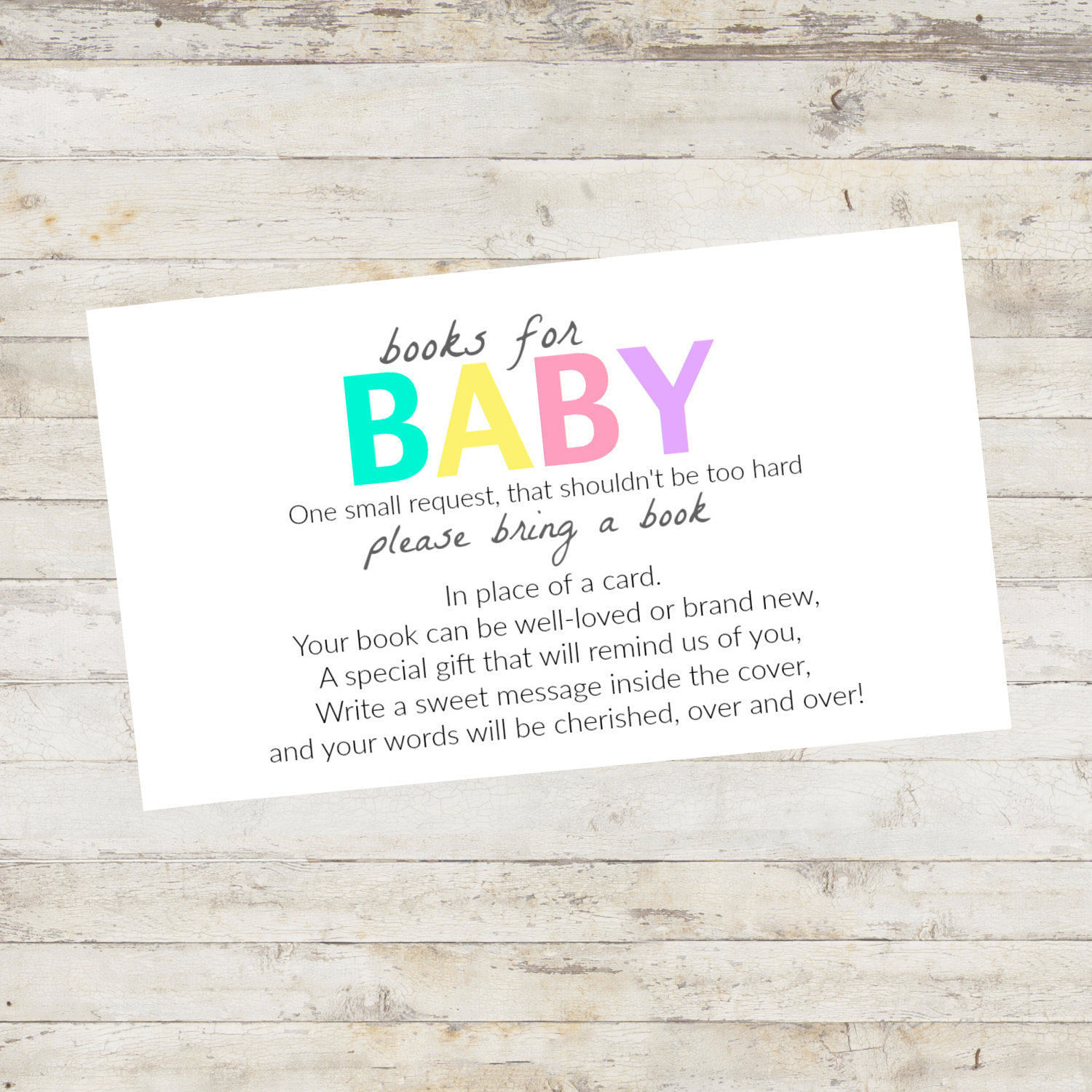 Baby Shower Printable, Baby Shower Bring a Book Card, Bring a Book