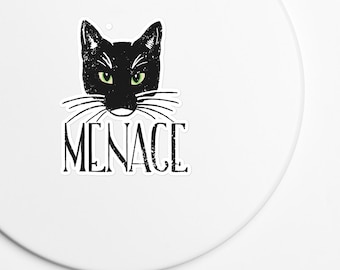 Black Cat Menace Vinyl Decal | Funny Cat Sticker | Waterproof Halloween Cat Decal | Spicy Kitty Gift | Laptop Water Bottle Car Sticker