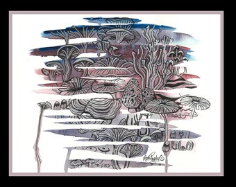 Mushroom Watercolor Giclee Print: Fungusamongus Southern Art