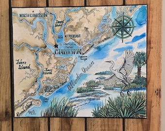 CUSTOM Watercolor and Ink Illustrated Map - Personalised Original Map Artwork - CUSTOM Map Art