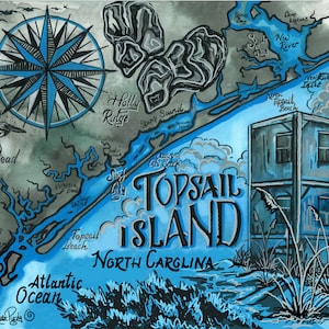 Topsail Island Map Print