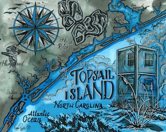 Topsail Island Map Print