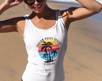 Indian Rocks Beach Palm Tree Sunset Women's Ideal Racerback Tank