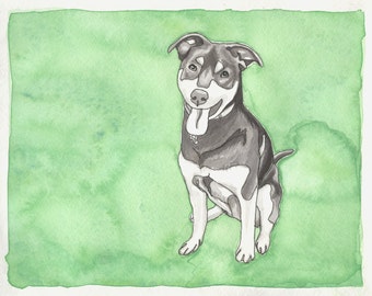 Custom Pet Portrait - 5"x7" Ink/Watercolor