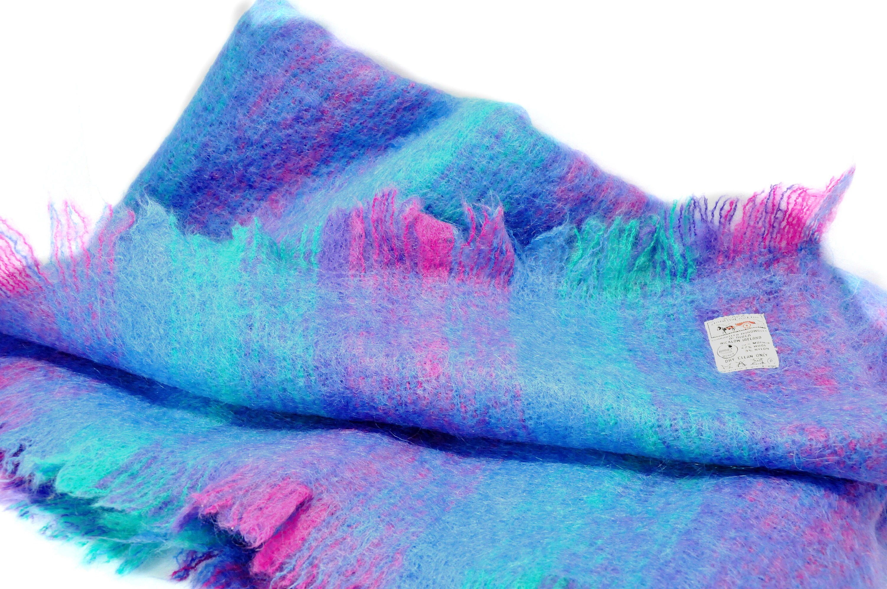 Avoca Mohair Wool Blanket Throw Ireland Green Purple Fuschia Etsy