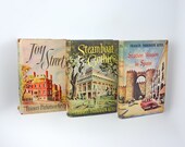 Decorative Vintage Books Frances Parkinson Keyes Original Dust Jackets 1950's Graphics Station Wagon Joy Street Steamboat Gothic