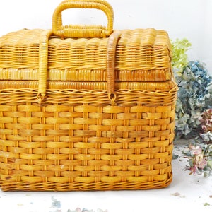 Woven Wicker Picnic Basket, Natural Home Storage, Gift