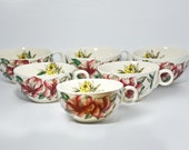 Set of Six Johnson Brothers Azalea Tea Cups 1950's England Tea Party Flower