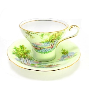 Aynsley Bluebell Time Corset tea Cup and Saucer, Made in England, Gift