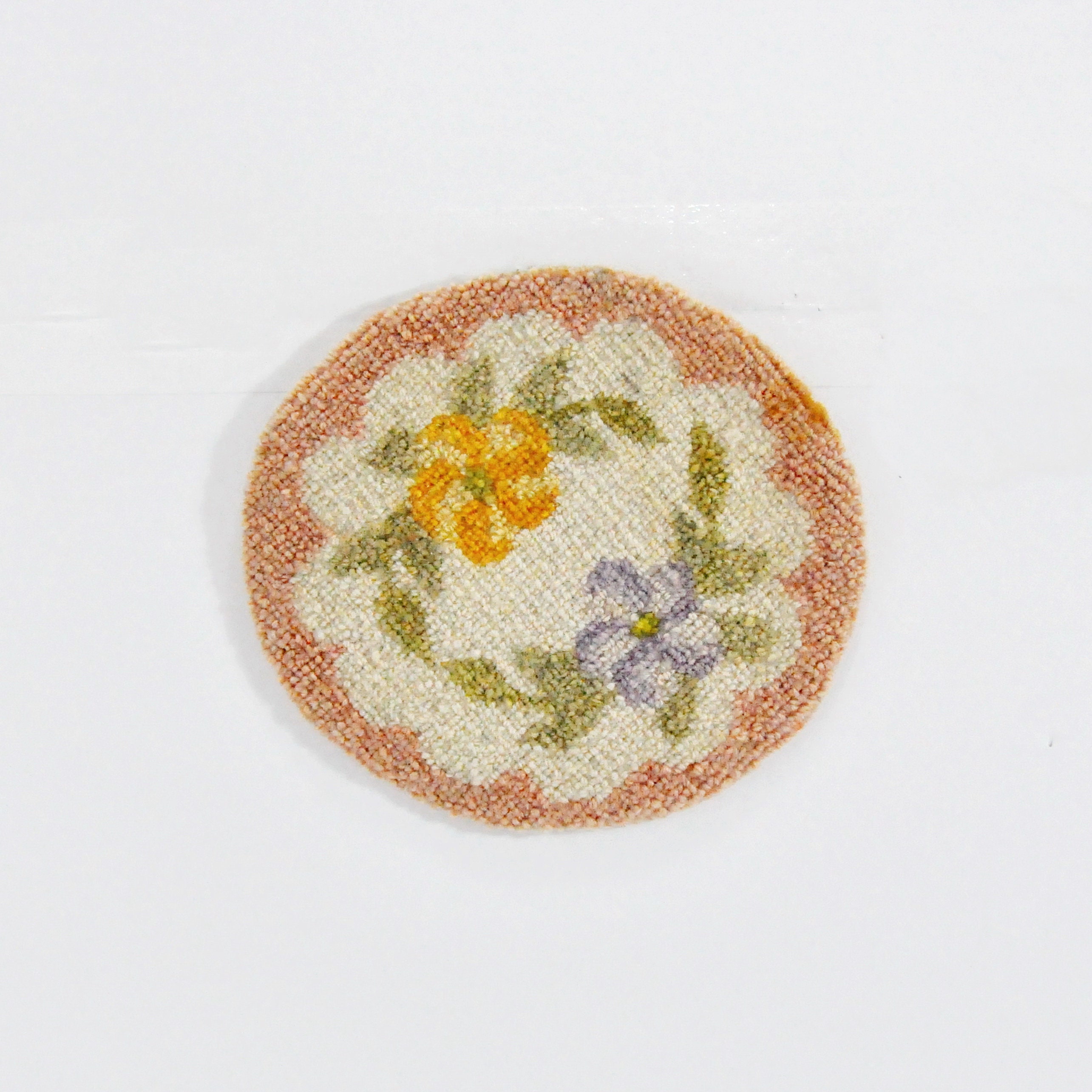 Cheticamp Rug Hooked Wool Mat Floral Nova Scotia Tea Pot Etsy