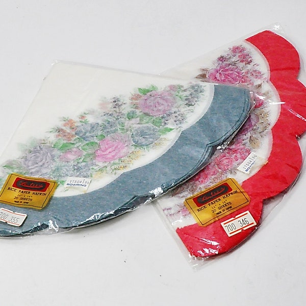 Two Packages Vintage Rice Paper Napkins, Made in Japan, Dining Art Supply