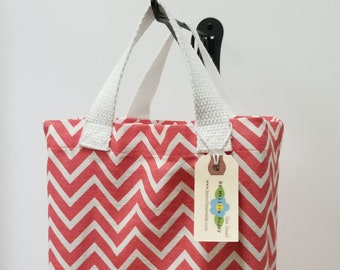 Small Canvas Bag: Coral Chevrons