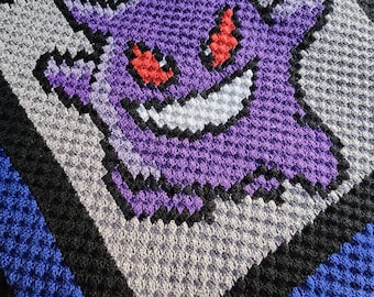 Pokemon Inspired Crochet Blanket PATTERN - Gengar