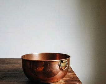 Vintage Copper and Brass Bowl, Classic Vintage Mixing Bowl